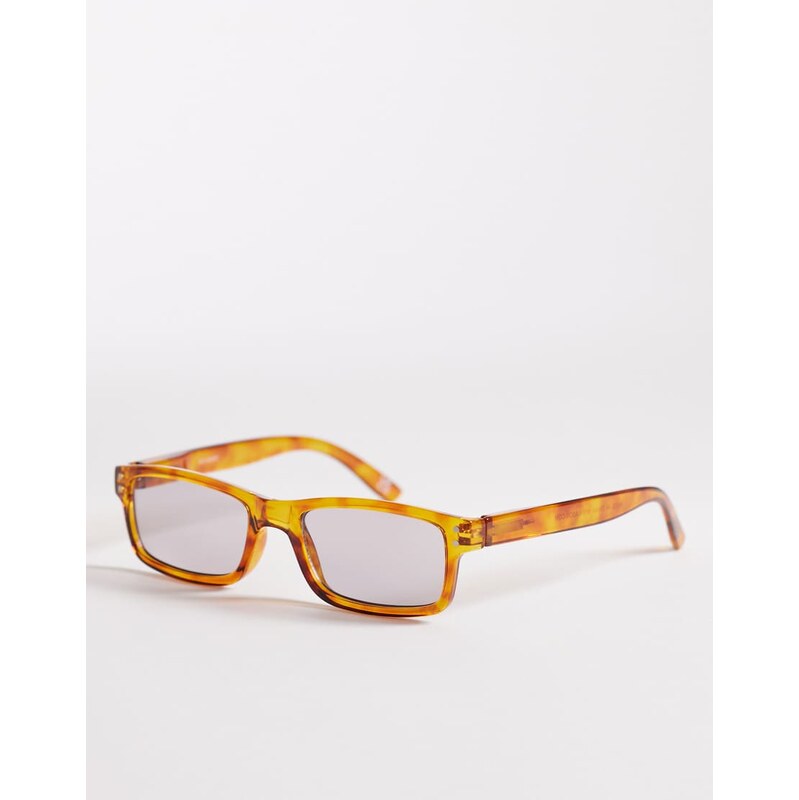 Reclaimed Vintage square sunglasses with grey lens in brown