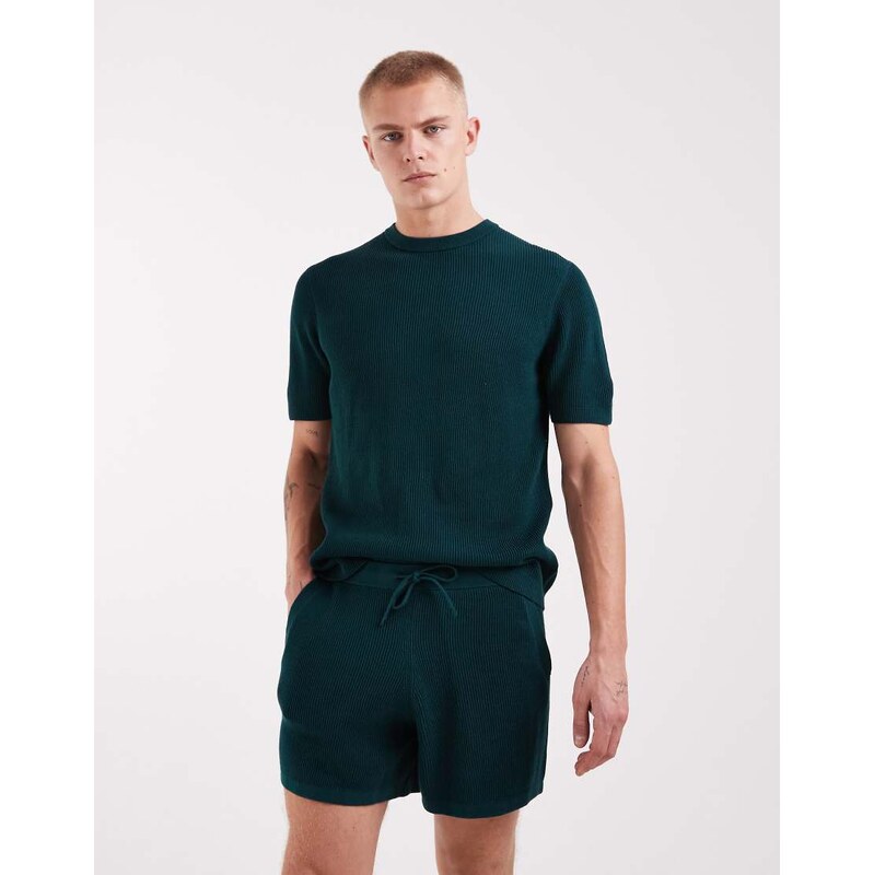 ASOS DESIGN knitted co-ord shorts in green