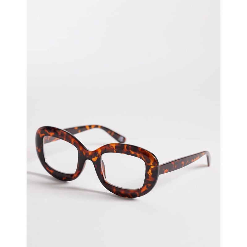 Reclaimed Vintage oversized circle blue light glasses in orange