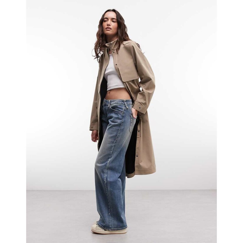 Rains 12560 Suva waterproof hardshell belted coat in beige-Neutral 114942082