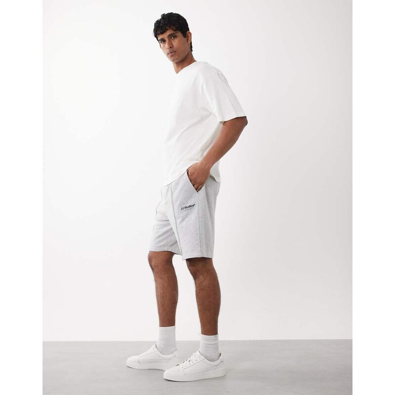 Jack & Jones sweat short with logo in light grey