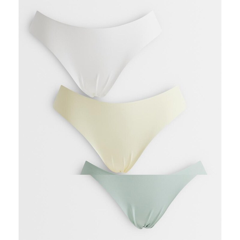 ASOS DESIGN Honey 3 pack no vpl brazilian in sage, buttermilk & white 114942103