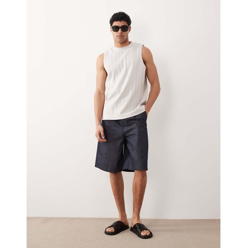 ASOS DESIGN oversized tank in grey wide rib