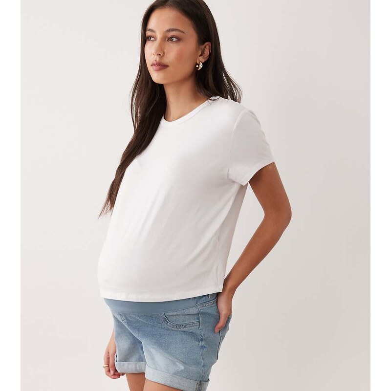 ASOS Maternity ASOS DESIGN Maternity denim comfort mom short in mid 115521191