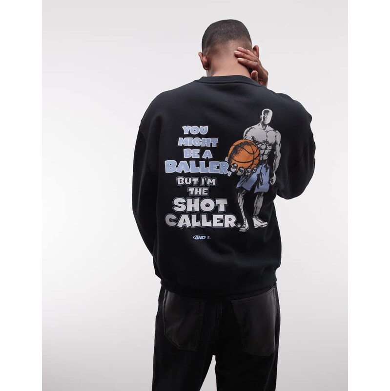 AND1 respect the game sweatshirt with back print motif in black 114942150
