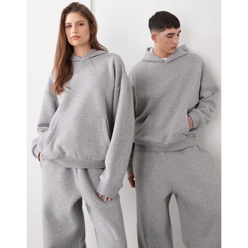 Reclaimed Vintage unisex heavyweight boxy hoodie co-ord in grey