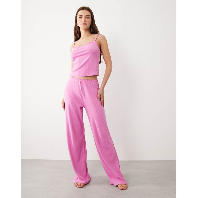 Abercrombie & Fitch co-ord pointelle pyjama bottoms in pink 114942171