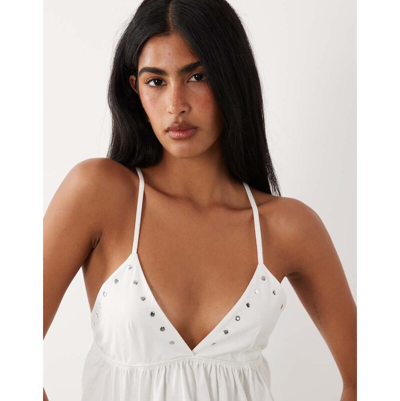 Gina Tricot studs singlet top in white