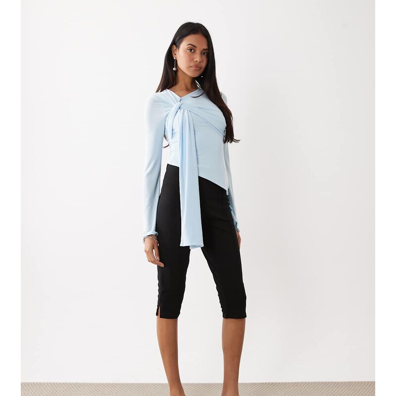 Kaiia exclusive double layered slinky tie drape detail long