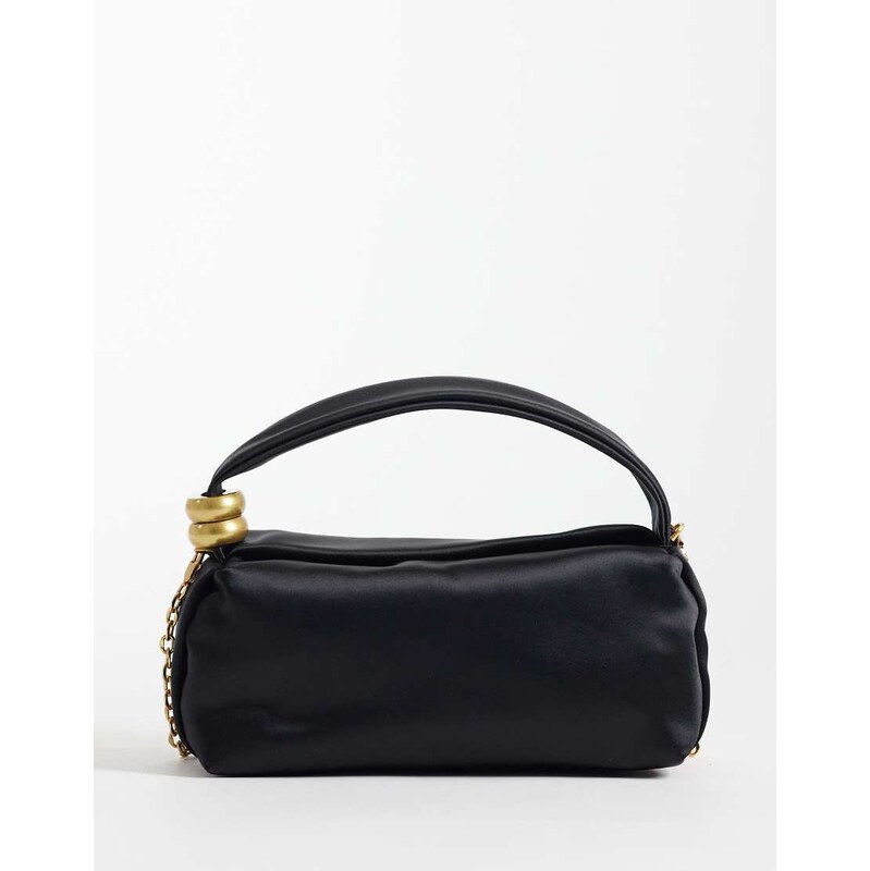 Mango satin handbag with hardware detail in black 114942276