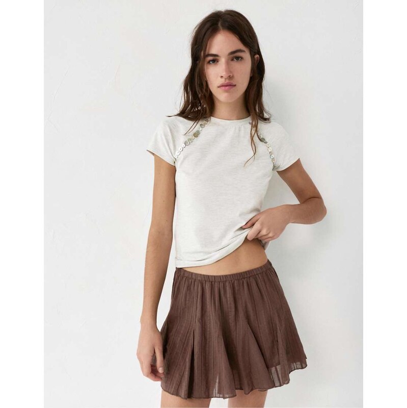Pull&Bear Brown mini skirt in brown 115011807