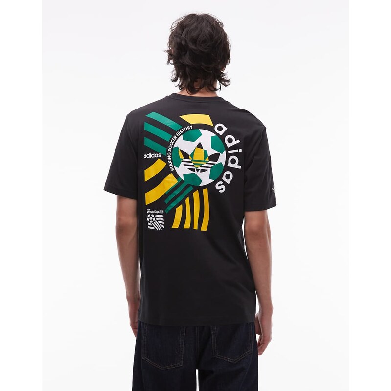 adidas Originals football crest graphic t-shirt in black, yellow