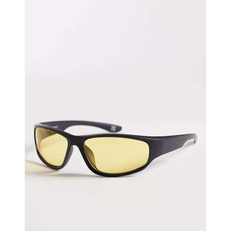 Reclaimed Vintage unisex sporty wrap sunglasses with yellow lens