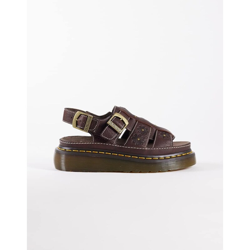 Dr Martens Wrenlie floral embossed sandal in dark brown