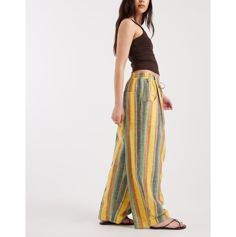 Free People chambers laid back pull on trousers in butter yellow 115609923