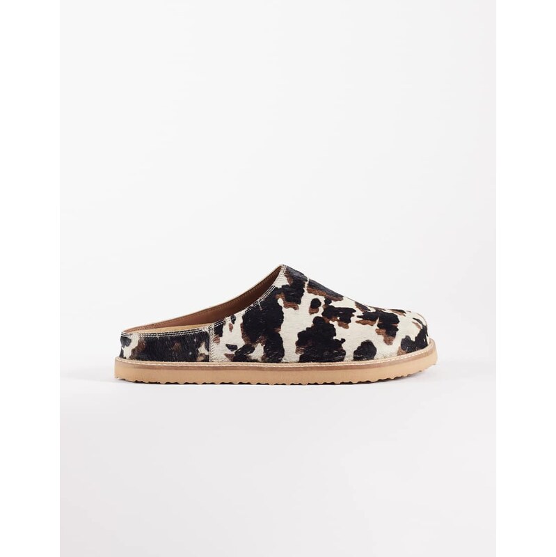 ASOS DESIGN mule in cow print-Brown
