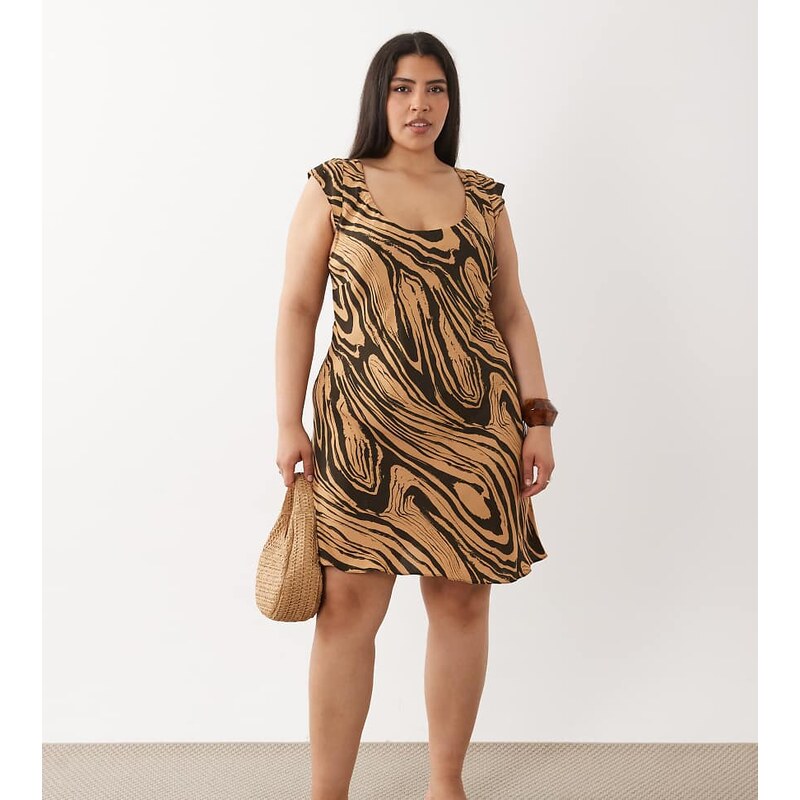 ASOS Curve ASOS DESIGN Curve mini dress with cap sleeves in