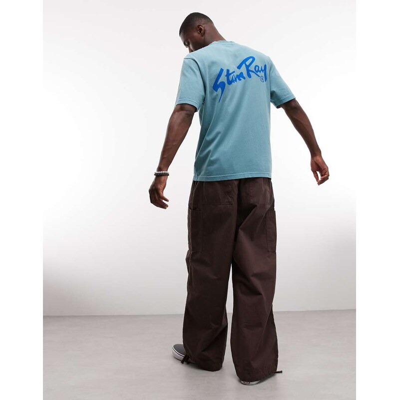 Stan Ray logo short sleeve t-shirt with back print in blue