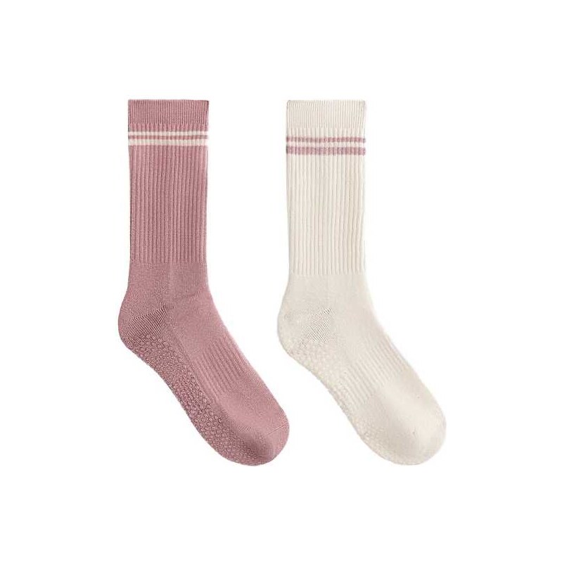 OYSHO 2 pairs of classic cotton blend yoga and pilates socks in pink 114943533