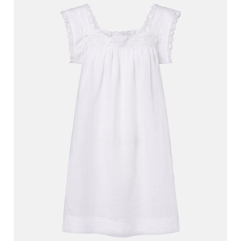 Dôen Almadia lace-trimmed ramie minidress