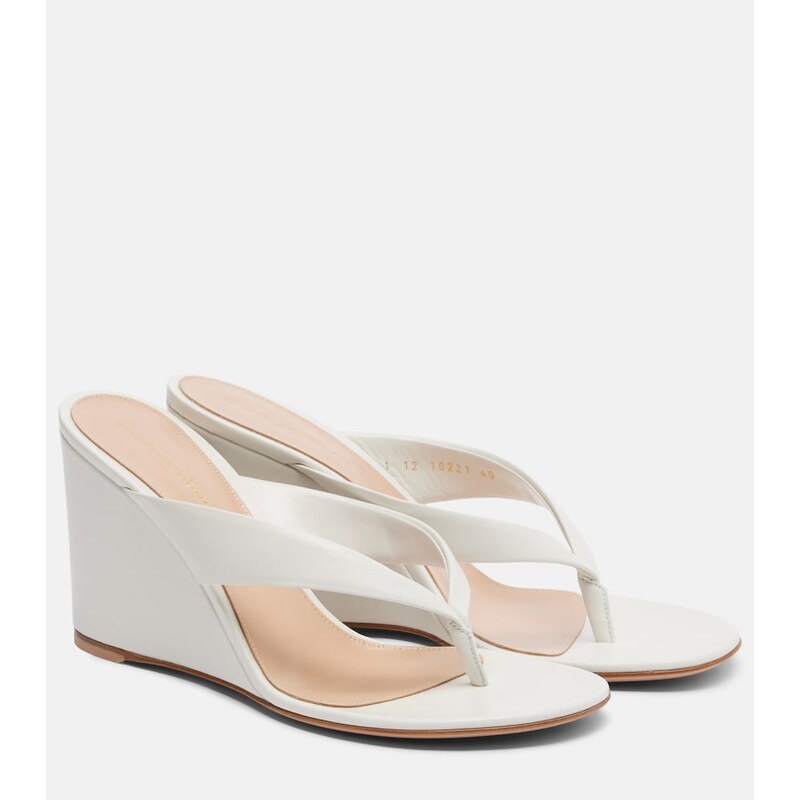 Gianvito Rossi Leather wedge thong sandals