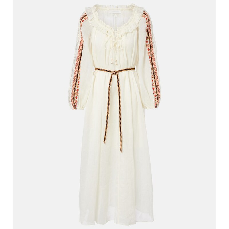 Zimmermann Aster embroidered ramie maxi dress