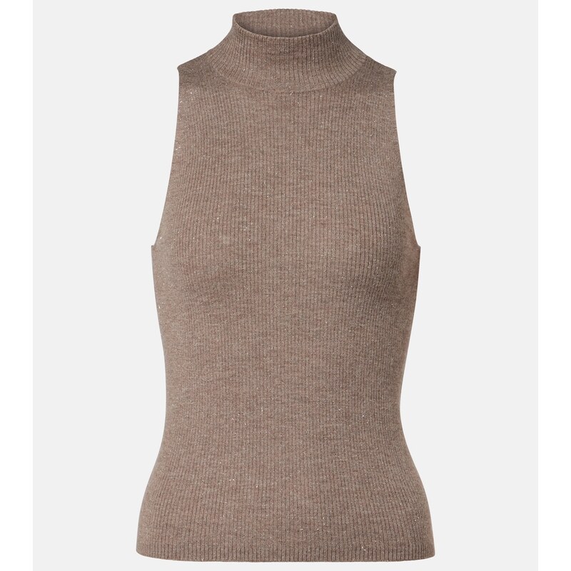 Brunello Cucinelli Knitted lamÃ top