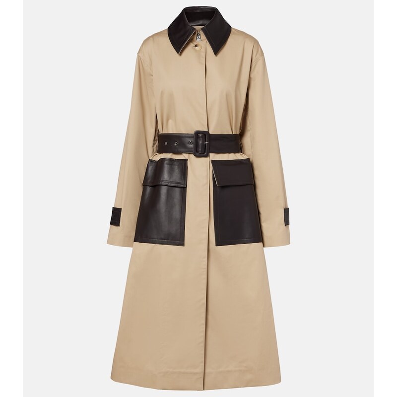 Joseph Zaman leather-trimmed cotton trench coat