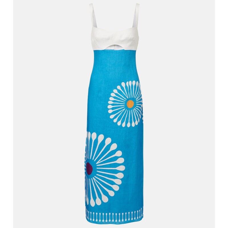 Cala de la Cruz Nara cutout floral linen midi dress