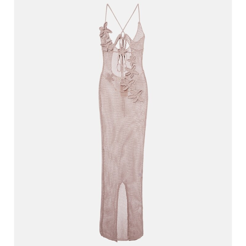 Bananhot Hilsa open-knit lamÃ maxi dress
