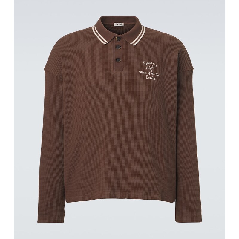 Bode Geneva waffle-knit cotton polo sweater