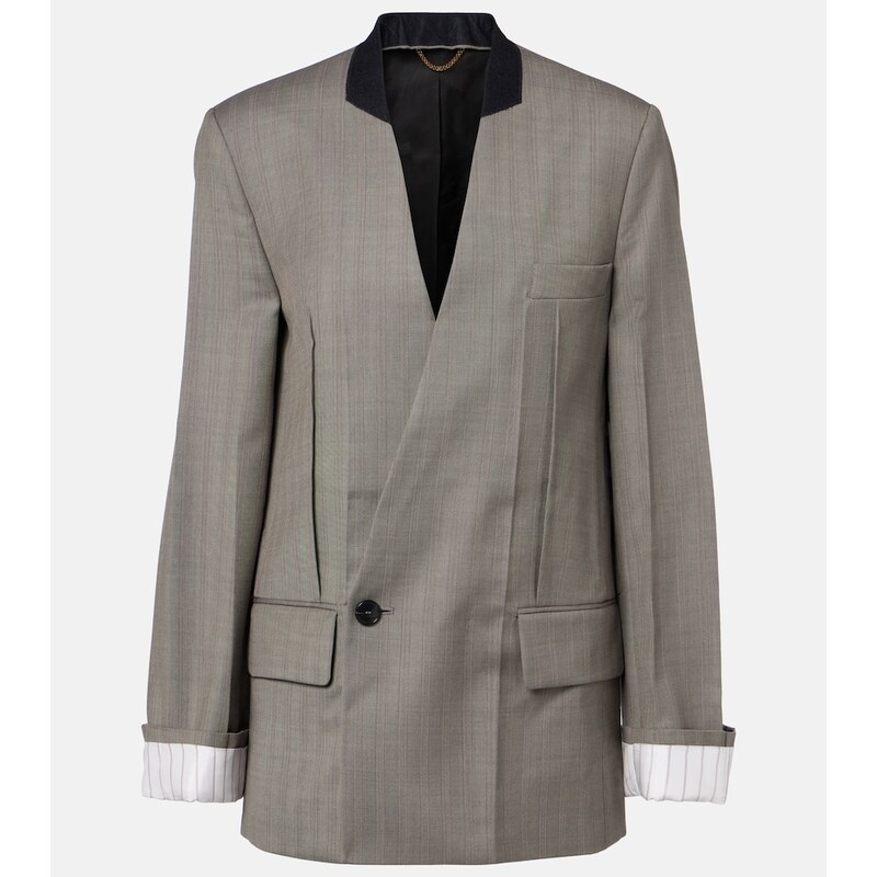 Victoria Beckham Herringbone virgin wool blazer