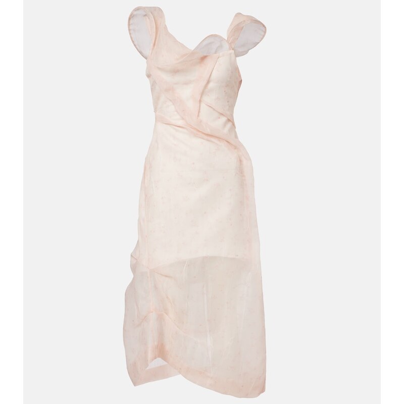 Victoria Beckham Asymmetric ruched organza midi dress