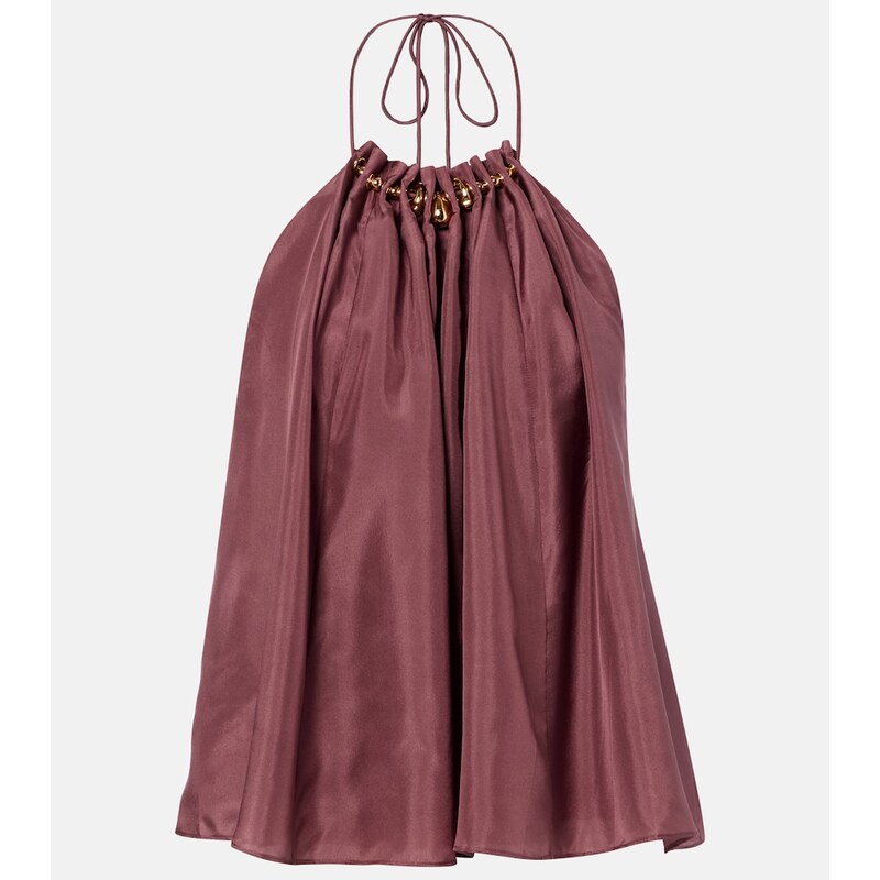 Zimmermann Aster beaded halterneck silk top