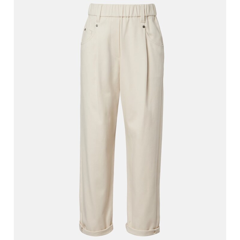 Brunello Cucinelli Monili cotton-blend straight pants