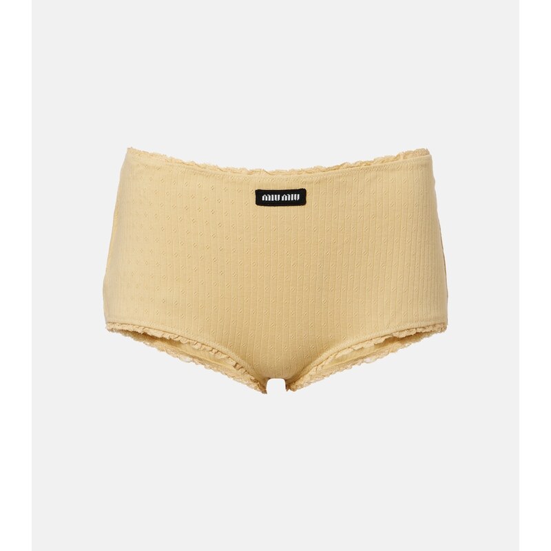 Miu Miu Pointelle cotton micro shorts