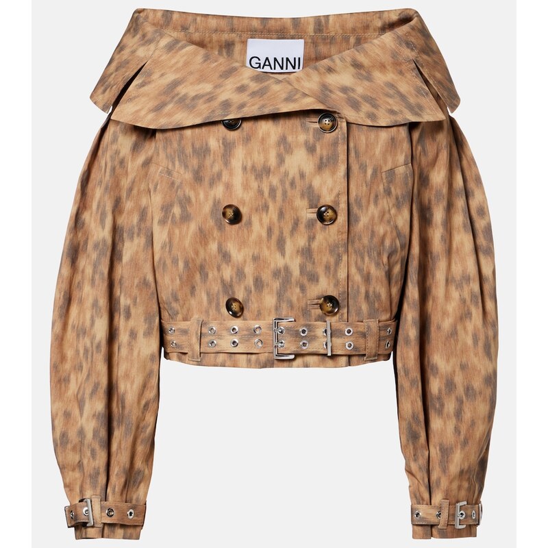 Ganni Printed cotton-blend jacket