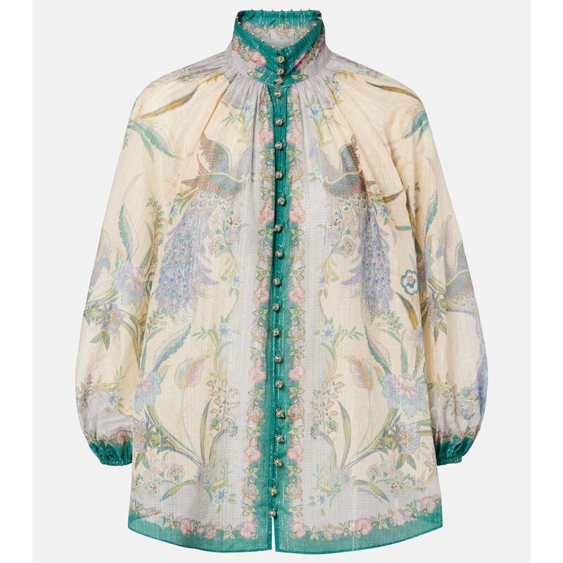 Zimmermann Indra printed cotton and silk-blend blouse