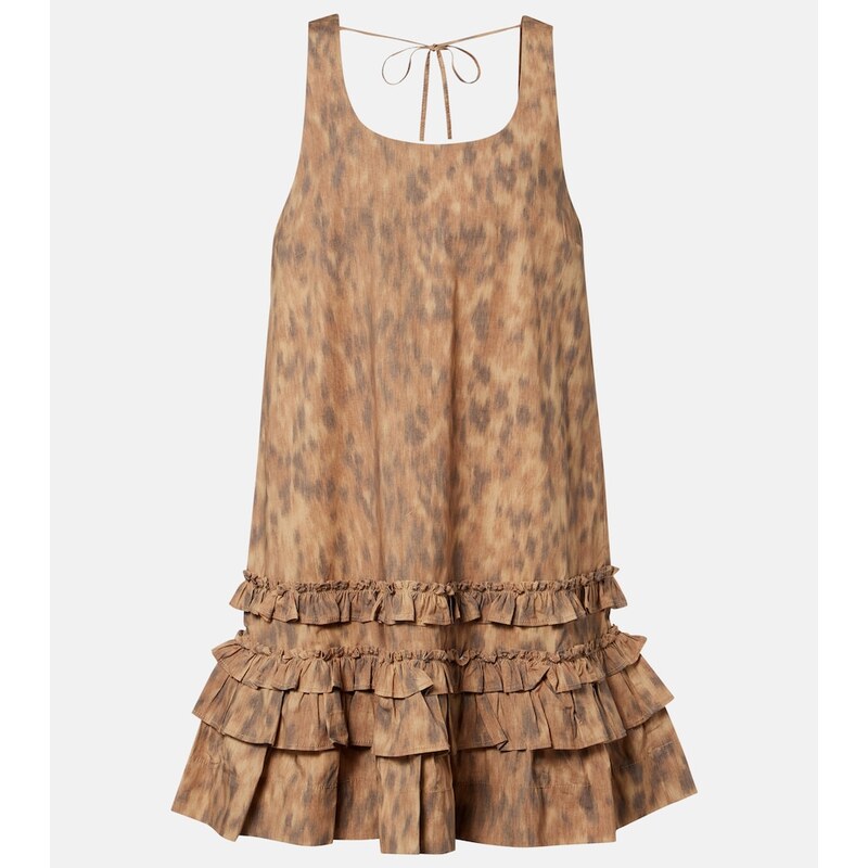 Ganni Ruffled printed cotton minidress