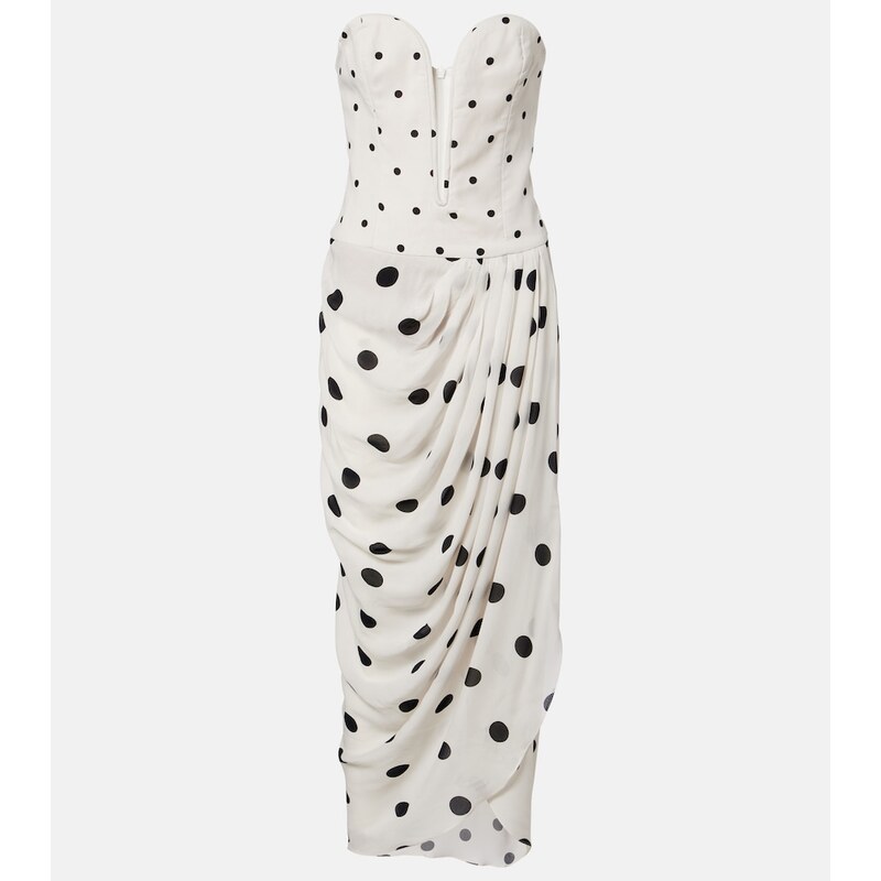 Adriana Degreas Draped polka-dot bustier dress