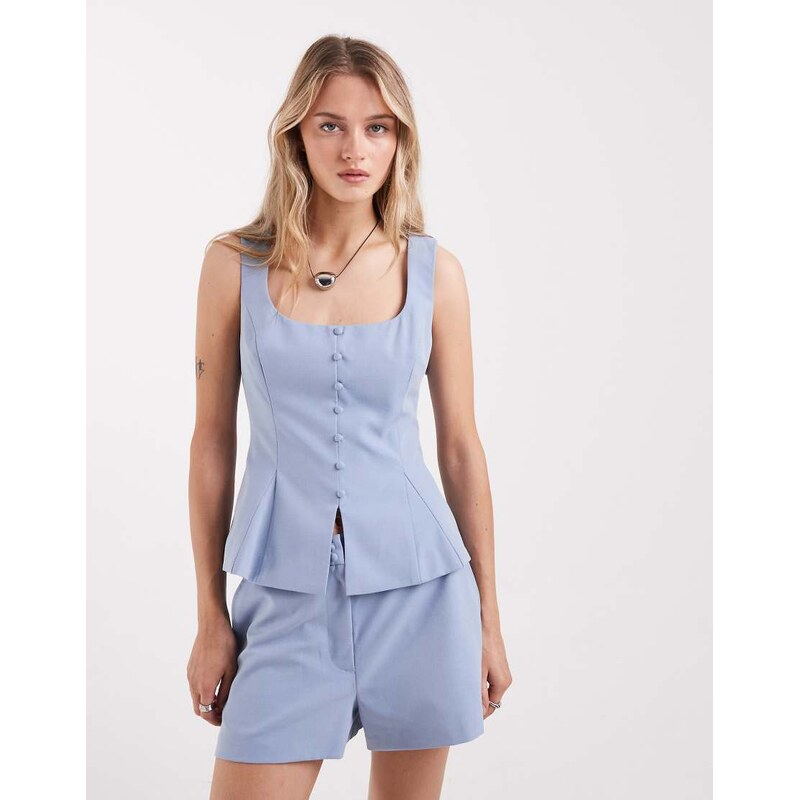 ASOS DESIGN tailored peplum waistcoat in soft blue