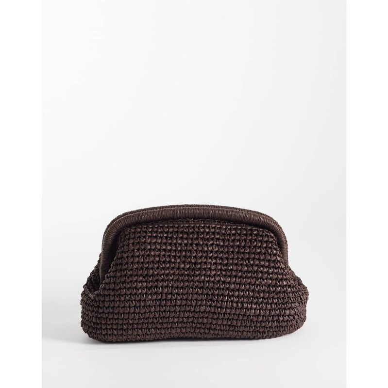 Mango woven clutch bag in brown 114956558