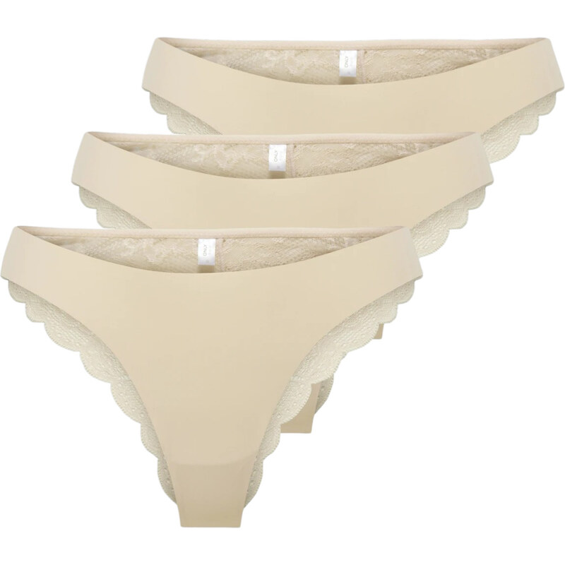 3PACK dámské kalhotky brazilky ONLY béžové (15348960-Peach Taffy) 114955695