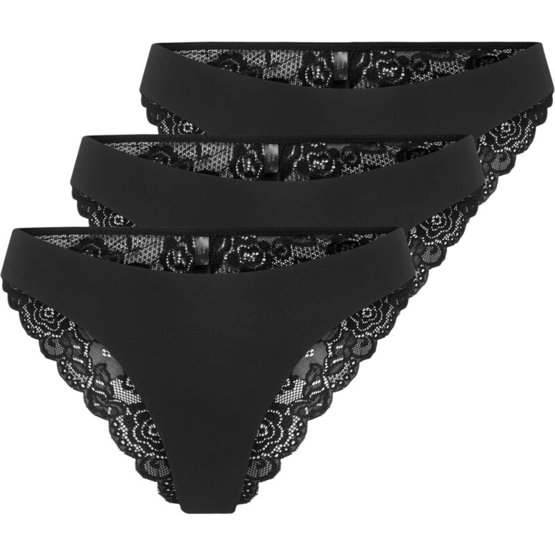 3PACK dámské kalhotky brazilky ONLY černé (15348960-Black) 115136084