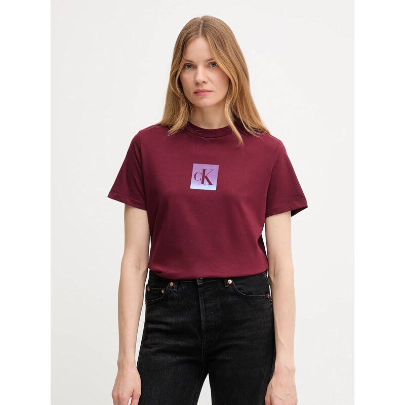 Calvin Klein dámské vínové tričko 114953501