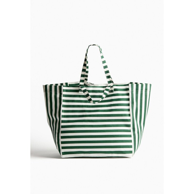 H&M - Plážová taška z bavlněného plátna - zelená 114953861