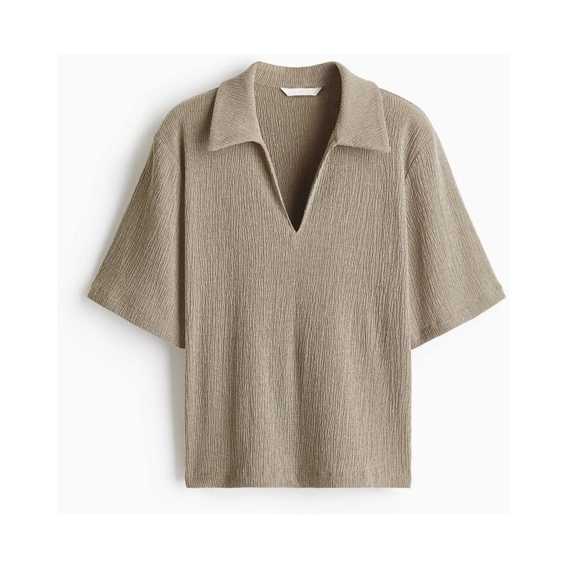 H&M - Mačkaný tops límečkem - zelená 114962752
