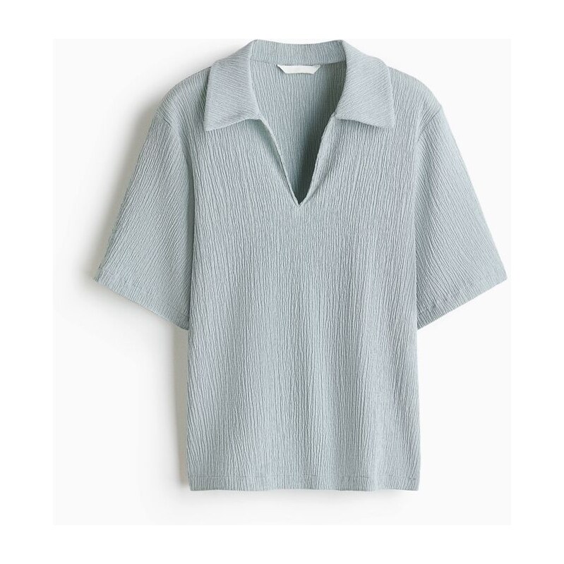 H&M - Mačkaný tops límečkem - tyrkysová 114954449