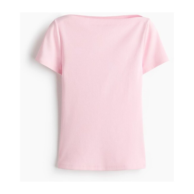 H&M - Bavlněný tops lodičkovým výstřihem - růžová 114954450