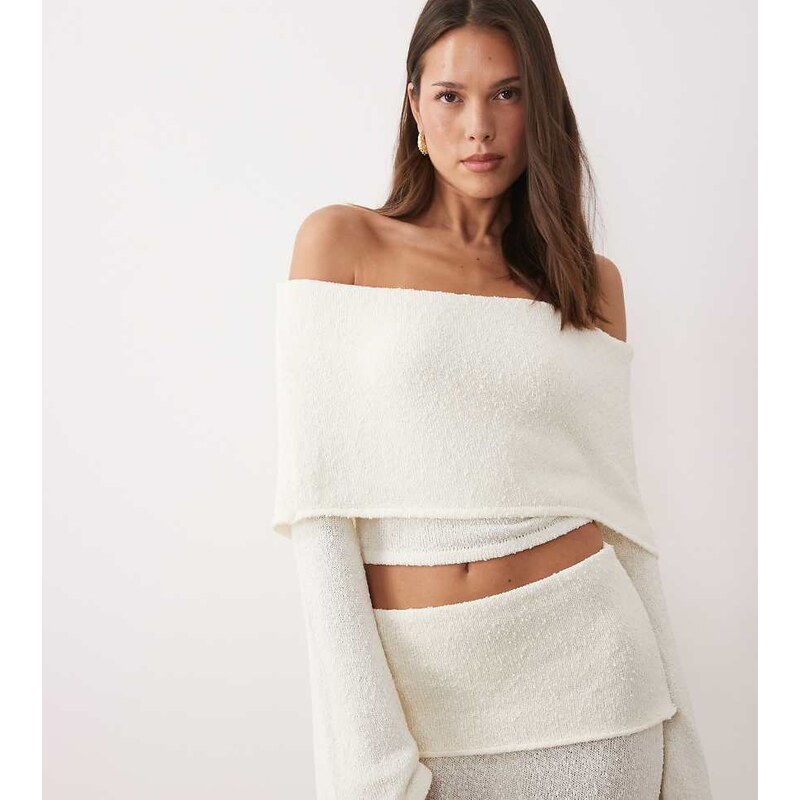 Wanderdoll Yasmin bardot boucle knit dramatic foldover flared sleeve 115522033